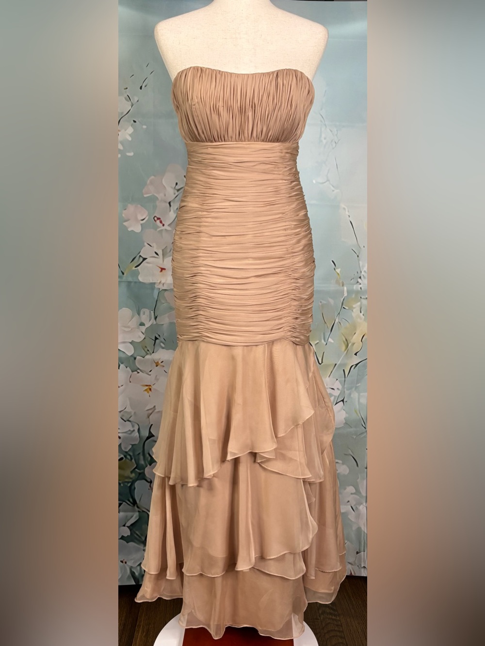 Alyce Paris Jean de Lys Strapless Ruched Tiered Mermaid Gown Dress Size 6